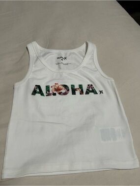 Hurley White Tank Top with Tropical 'ALOHA' Floral Print
